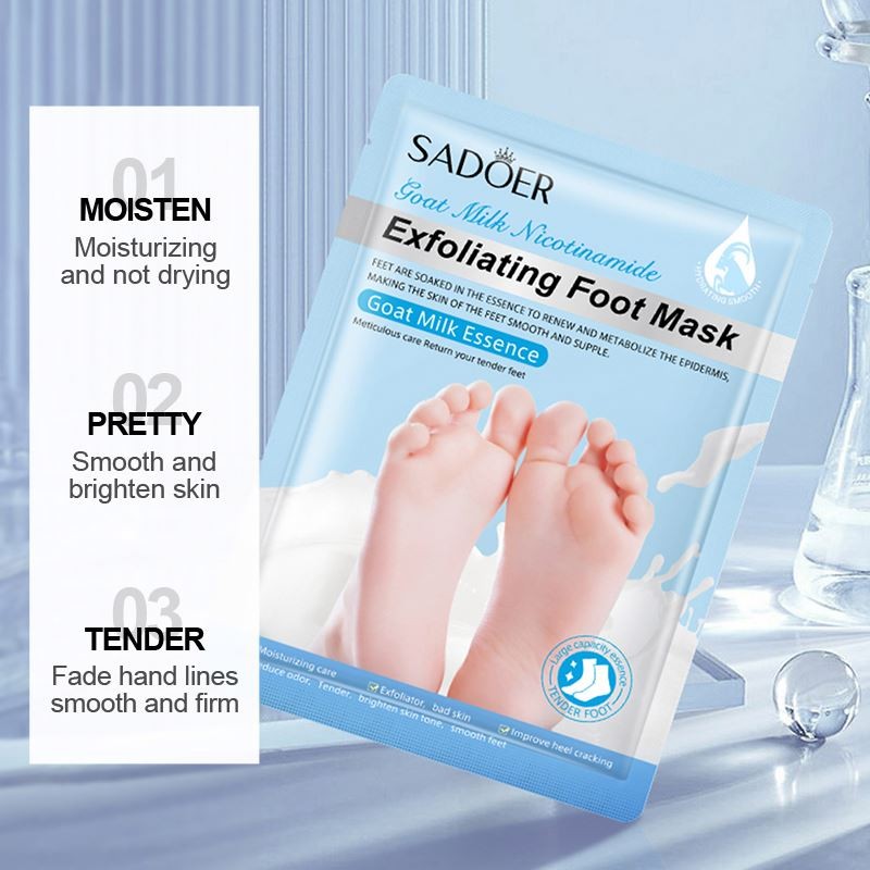 OEM ODM SADOER Natural Lavender Goat Milk Extract Soft Moisturizing Foot Care Smooth Toes Foot Mask With Exfoliating Whitening