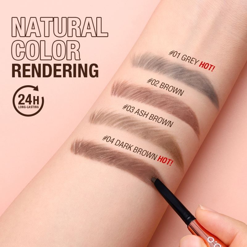 O.TWO.O Natural Long Lasting Smudge-proof Eyebrow 3-in-1 Waterproof Eyebrow Pencil Eyes Makeup