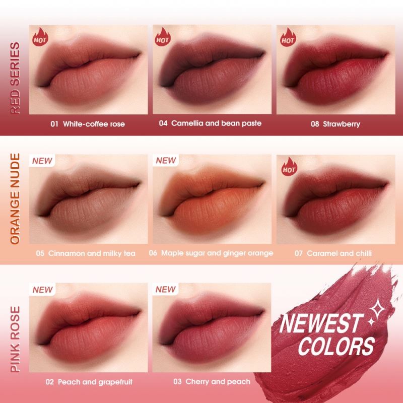 new O.TWO.O Wholesale New Arrival Lipstick Long Lasting Vegan Matte Waterproof Misty Cream Velvet Lip Mud