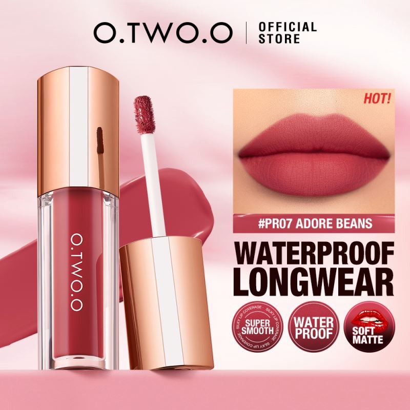 O.TWO.O High Pigmented Long-Lasting Mineral Liquid Lipstick 8 Colors Waterproof Matte Finish 8 Color Locks Cosmetics Lipstick