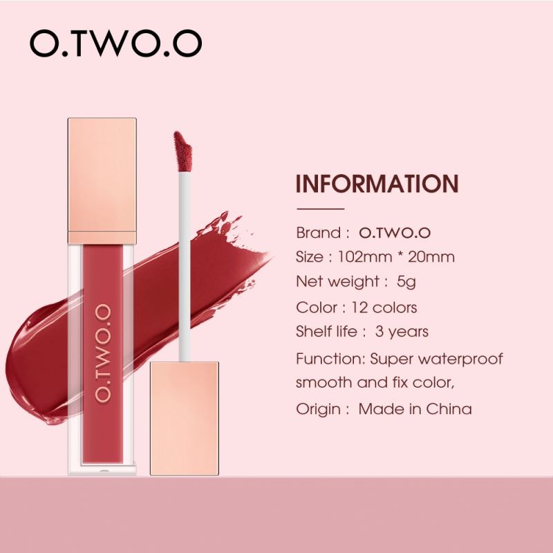 O.TWO.O Original No Sticky Light Weight Waterproof Matte Waterproof Long Lasting 100% Vegan Liquid Lipstick