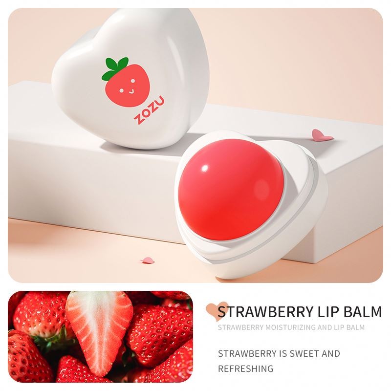 ZOZU Private Label Lips Care Moisturizer Strawberry Peach Fruit Taste Organic Lip Balm Ball