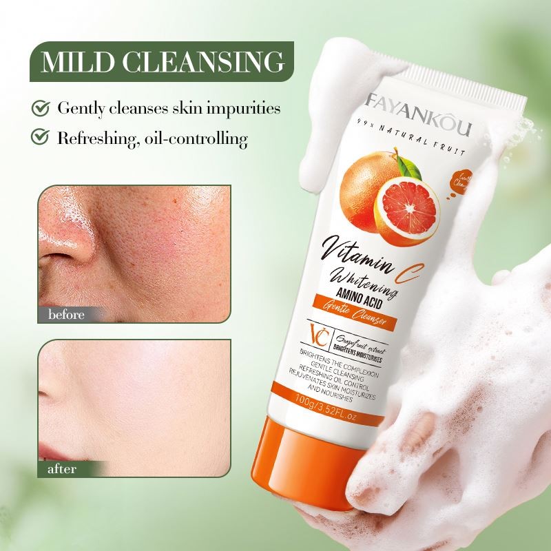 OEM FAYANKOU Private Label Amino Acid Skin Care Products Grapefruit VC Brighten Clean Skin Moisturize Whitening Face Wash