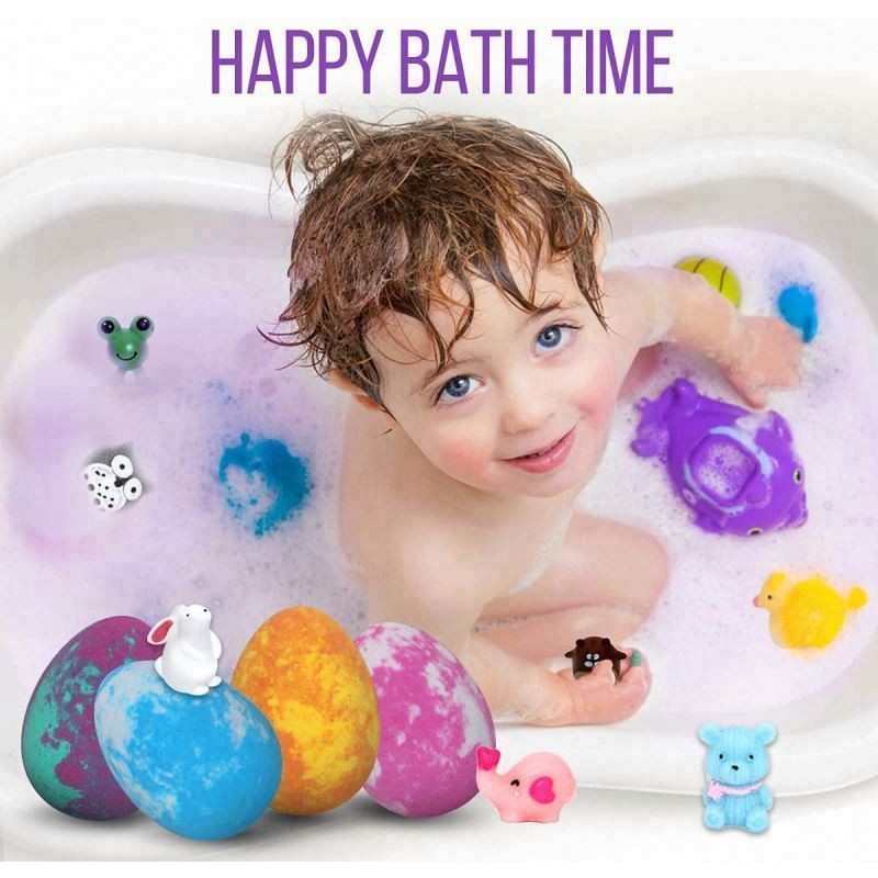 Organic Natural Fizzies in Box Bomb Gift Set with Big Size Dinosaur Toys Bath Bombs Lip Tint Crayon