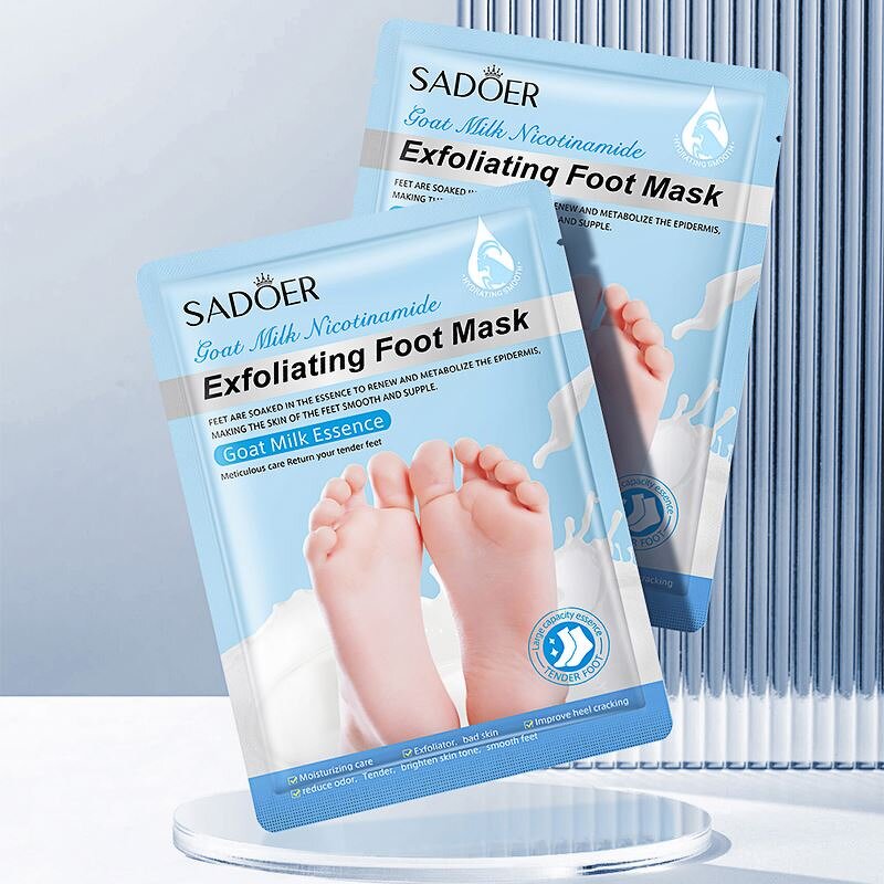 OEM ODM SADOER Natural Lavender Goat Milk Extract Soft Moisturizing Foot Care Smooth Toes Foot Mask With Exfoliating Whitening