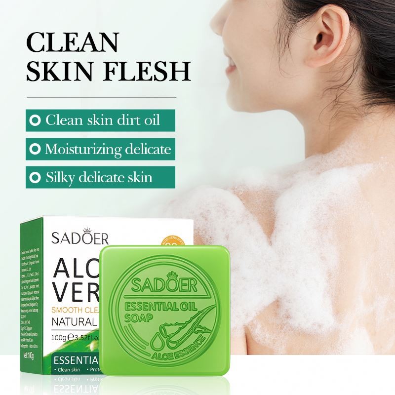 100g SADOER Organic Aloe Vera Body Care Nourishing Cleansing Face Bath Soap