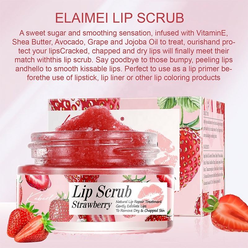 Wholesale Strawberry Peach Orange Natural Vegan Lip Care Scrub Custom Private Label Sugar Organic Lip Scrub