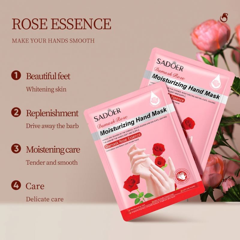 SADOER Dry Skin Moisturizing Peel Exfoliating Rose Hand Mask