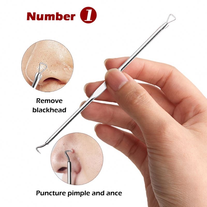 Factory OEM Sliver Professional Stainless Pimple Acne Blackhead Comedone Extractor Removal Tool Needle Double Head