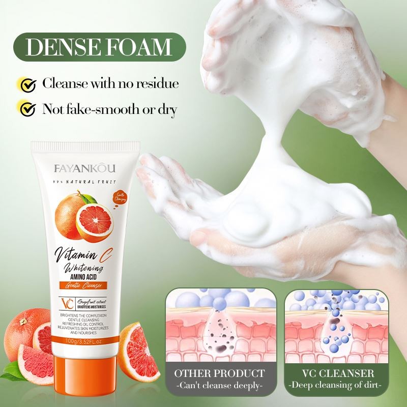 OEM FAYANKOU Private Label Amino Acid Skin Care Products Grapefruit VC Brighten Clean Skin Moisturize Whitening Face Wash