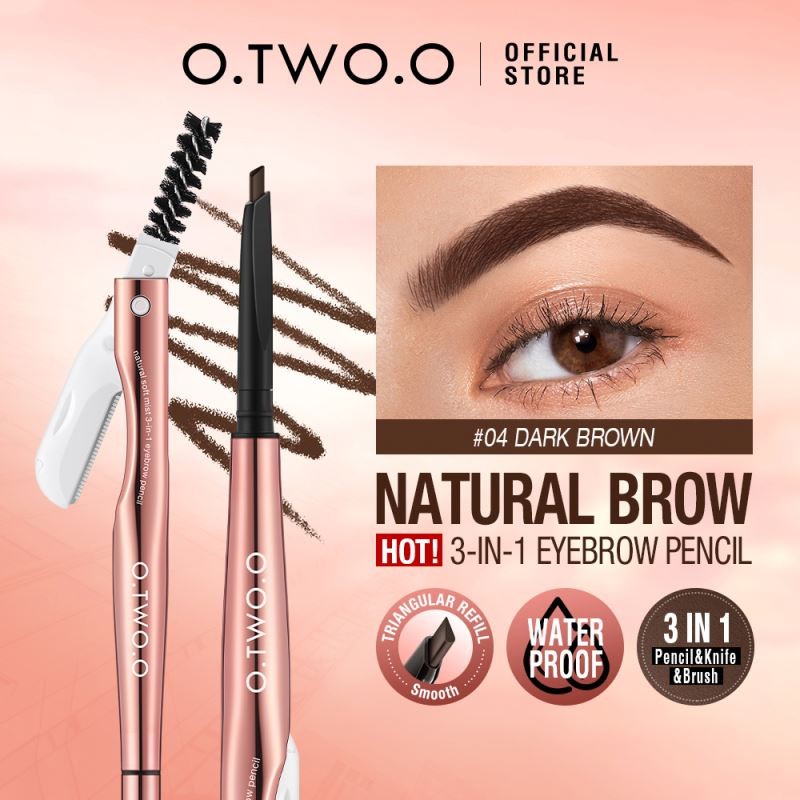 O.TWO.O Natural Long Lasting Smudge-proof Eyebrow 3-in-1 Waterproof Eyebrow Pencil Eyes Makeup
