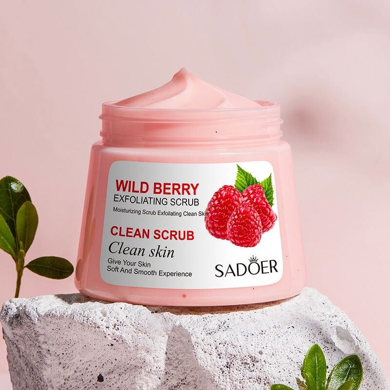 For SADOER 250g Organic Fruit Body Scrub High Quality Soft Smooth Deep Cleansing and Moisturizing Exfoliating Skin Cream OEM ODM