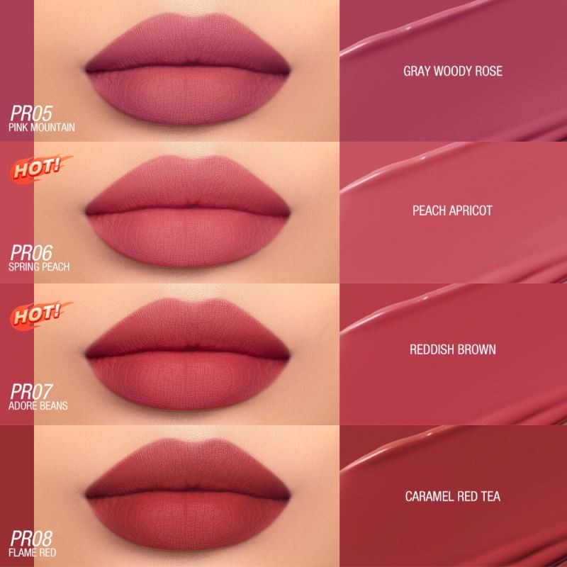 O.TWO.O High Pigmented Long-Lasting Mineral Liquid Lipstick 8 Colors Waterproof Matte Finish 8 Color Locks Cosmetics Lipstick