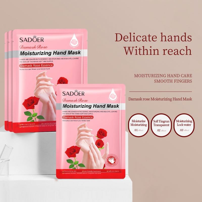 SADOER Dry Skin Moisturizing Peel Exfoliating Rose Hand Mask