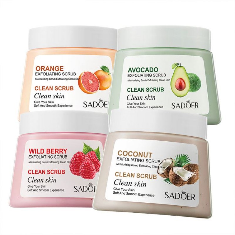 SADOER High Quality Organic Fruit Soft and Smooth Deep Cleansing 250g OEM ODM Moisturizing Exfoliating Body Scrub Skin Cream