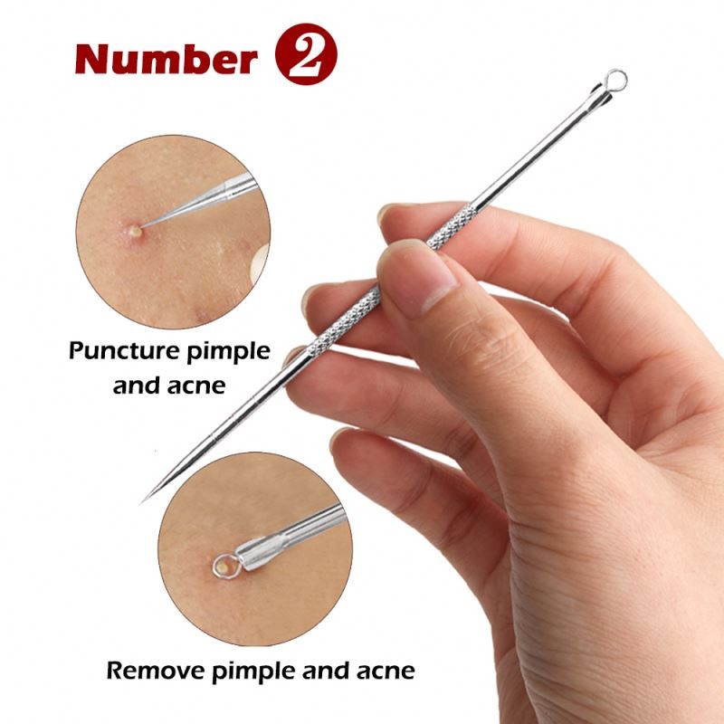 Factory OEM Sliver Professional Stainless Pimple Acne Blackhead Comedone Extractor Removal Tool Needle Double Head