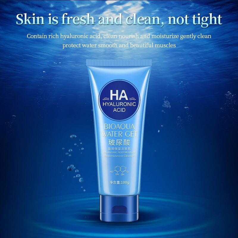BIOAQUA Hyaluronic Acid Moisture Replenishment Gentle Beauty Whitening Facial Cleanser