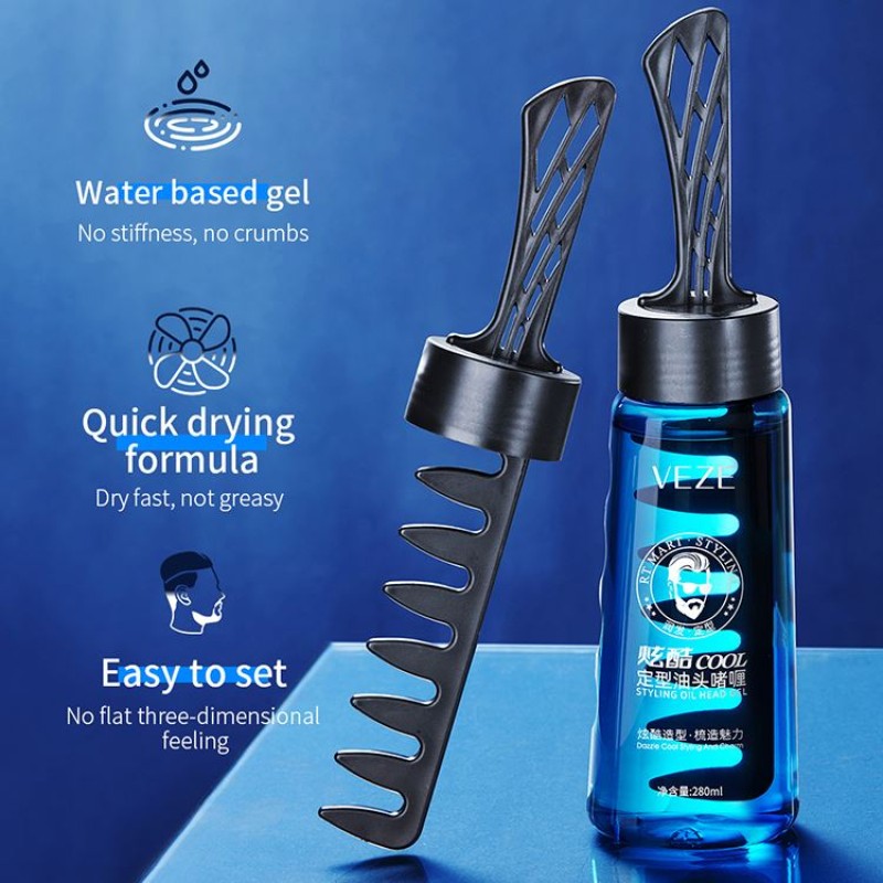 VENZEN 280ml Cool Styling Oil Hair Gel Quick-Drying Type Refreshing and Easy to Wash Men's Hair Spray Wholesale