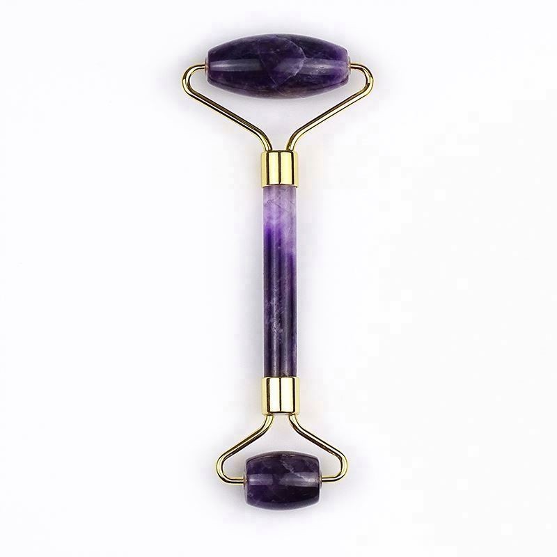New Facial Massager Natural Purple Quartz Stone Amethyst Jade Roller 3d Fiber Mascara