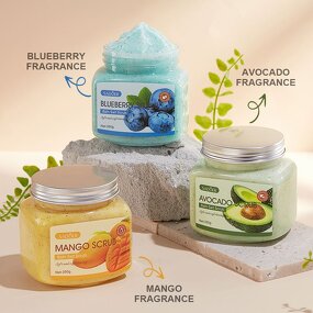 Wholesale OEM ODM Organic Fruits Moisturizing Whitening Skin Care Deep Clean Exfoliating Bath Salt Scrub Cream