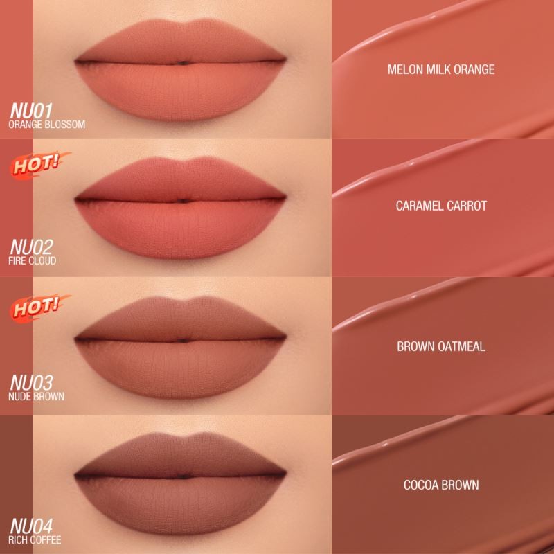 O.TWO.O High Pigmented Long-Lasting Mineral Liquid Lipstick 8 Colors Waterproof Matte Finish 8 Color Locks Cosmetics Lipstick