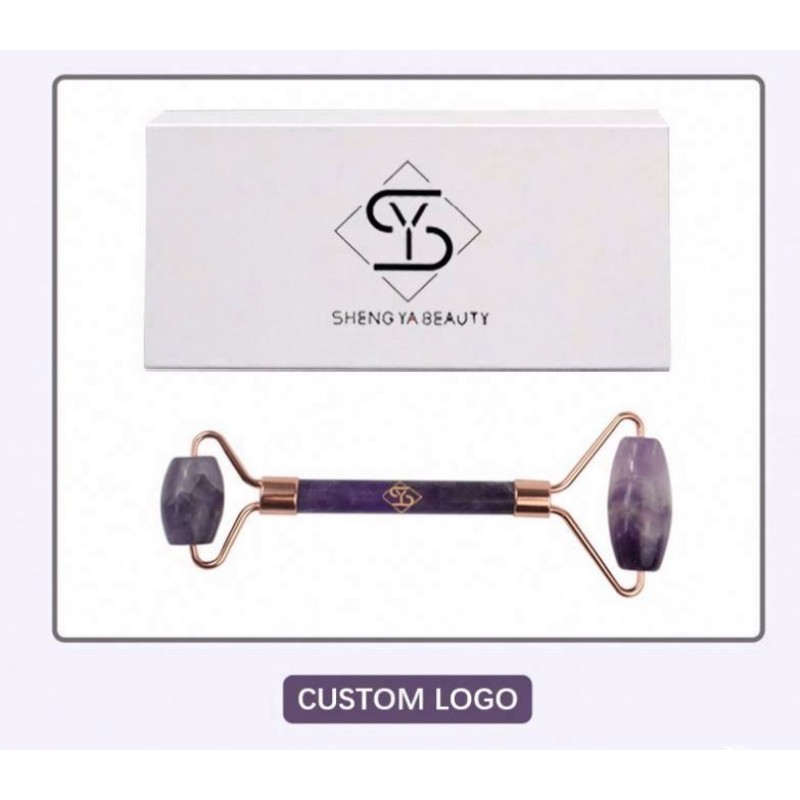 New Facial Massager Natural Purple Quartz Stone Amethyst Jade Roller 3d Fiber Mascara