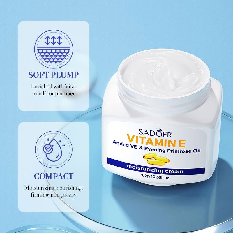 300g SADOER Day and Night Evening Primrose Oil Vitamin E Cream Nourishing Beauty Face Cream for Lady
