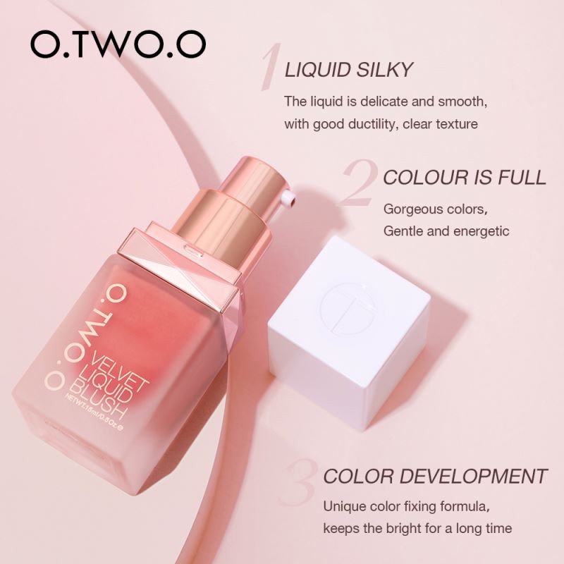Free Sample O.TWO.O New 2021 High Pigment Liquid Blush Factory Price Blusher Long Lasting Texture Soft Liquid Blush
