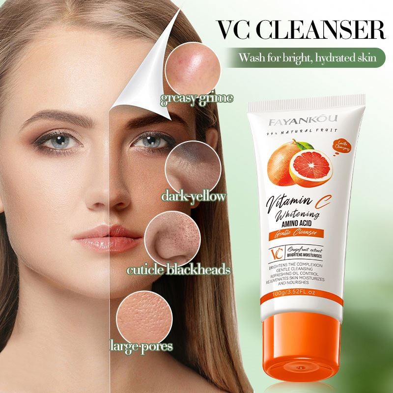 OEM FAYANKOU Private Label Amino Acid Skin Care Products Grapefruit VC Brighten Clean Skin Moisturize Whitening Face Wash