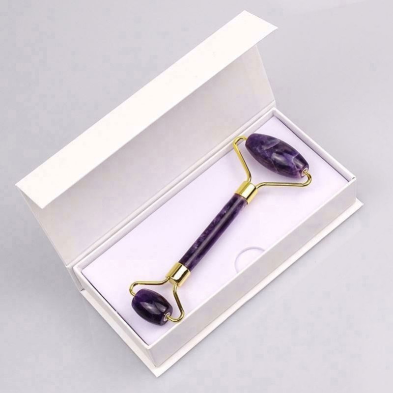New Facial Massager Natural Purple Quartz Stone Amethyst Jade Roller 3d Fiber Mascara