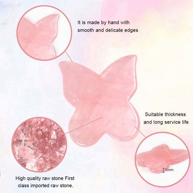 Factory 100% Real Natural Stone Rose Quartz Butterfly Gua Sha for Promotion Gift High Pigment Liquid Lipstick
