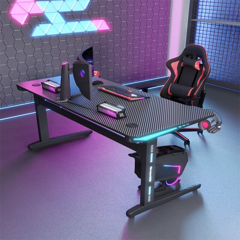 Electric Gaming Desk Factory - OEM Hot Selling Motorized Height Adjustable LED