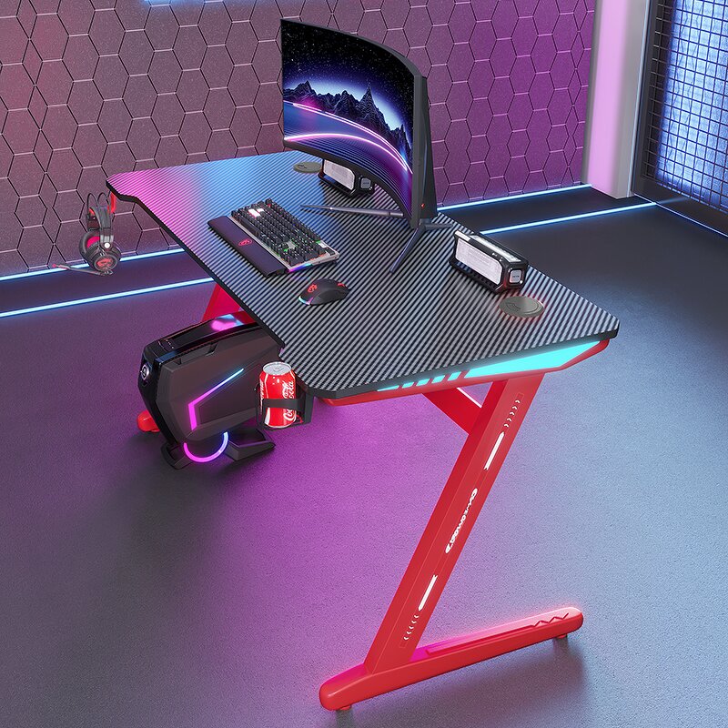 Gaming Desk Factory - OEM YZ Cheapest Adjustable Commercial with Led Lights