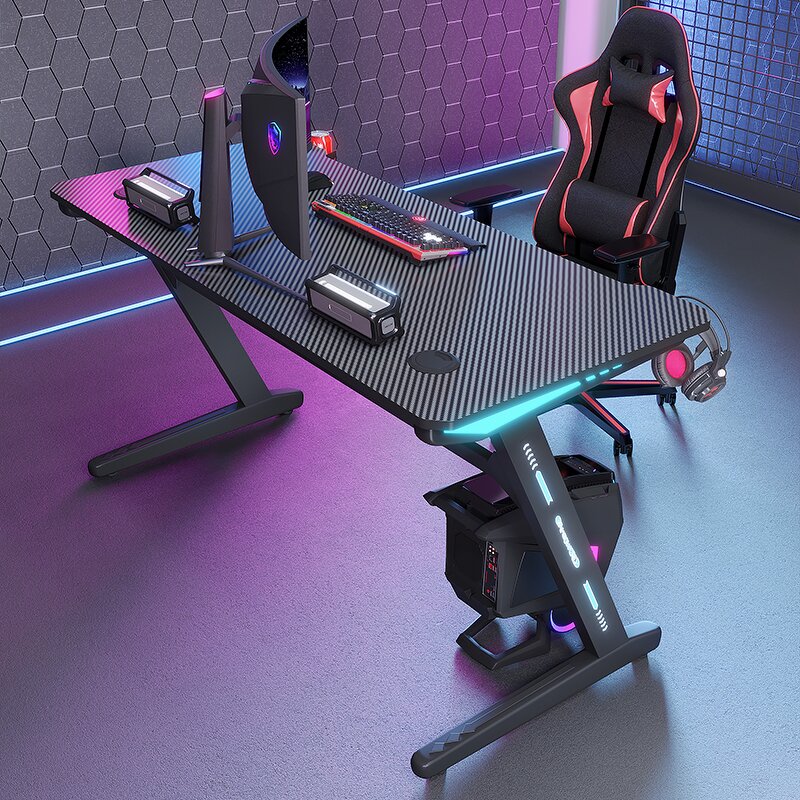 Gaming Desk Factory - OEM YZ Cheapest Adjustable Commercial with Led Lights
