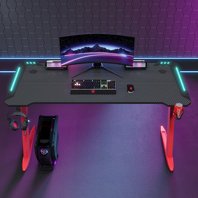 Gaming Mesa Gamer Desk Manufacturer - OEM Hot Sale RGB Led Ergonomic