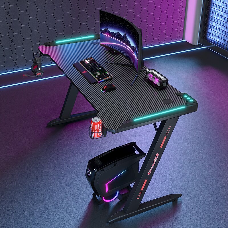 Gaming Mesa Gamer Desk Manufacturer - OEM Hot Sale RGB Led Ergonomic