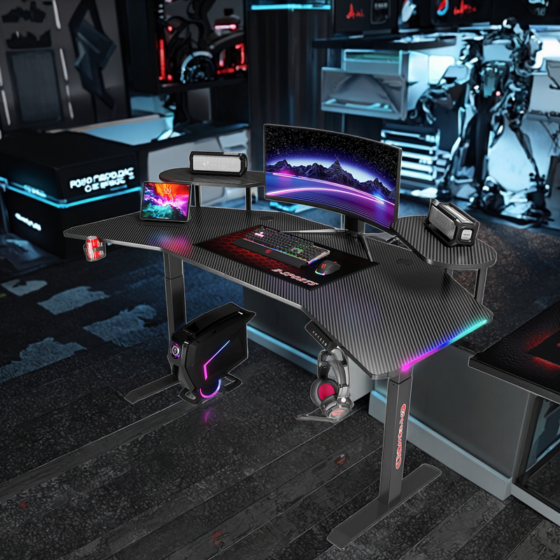 Extra Broad Gaming Desk Factory - OEM 180cm Adjustable Metal Carbon Fiber