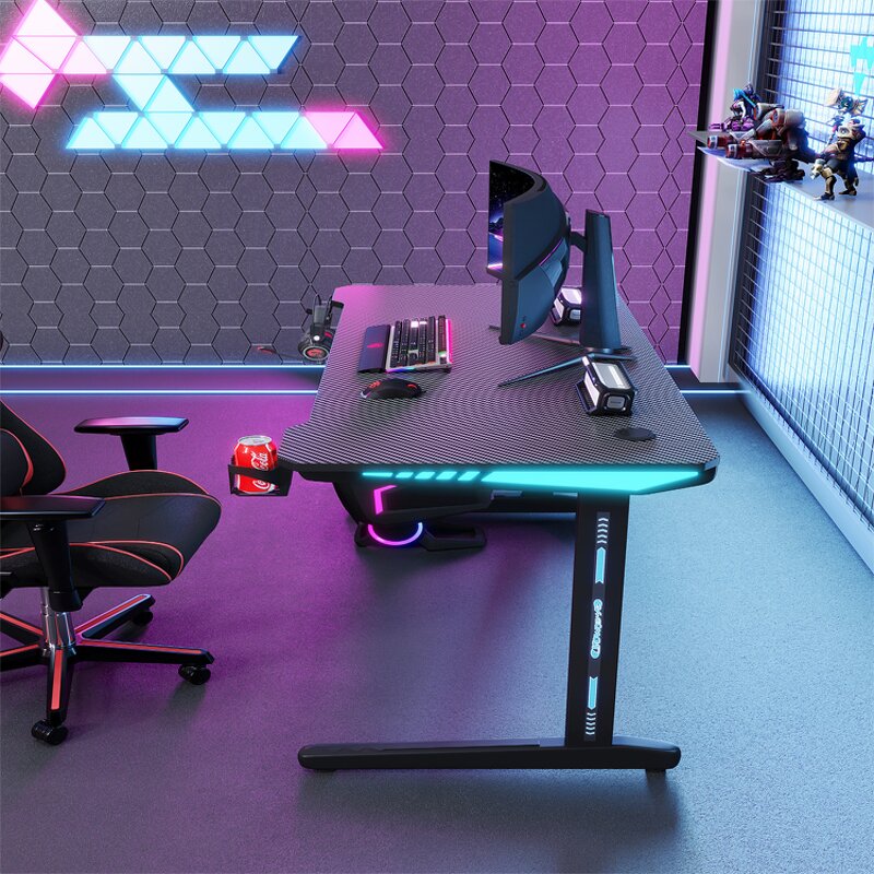 Electric Gaming Desk Factory - OEM Hot Selling Motorized Height Adjustable LED