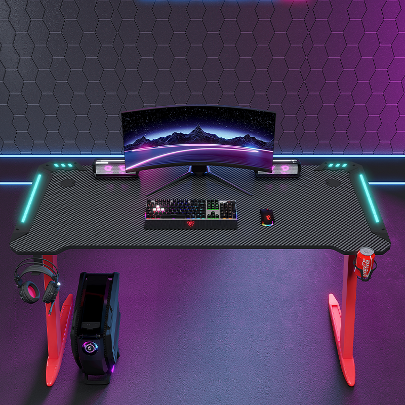 Computer Desk Factory - OEM Yizhuo Z Shaped Black Red Racing Style