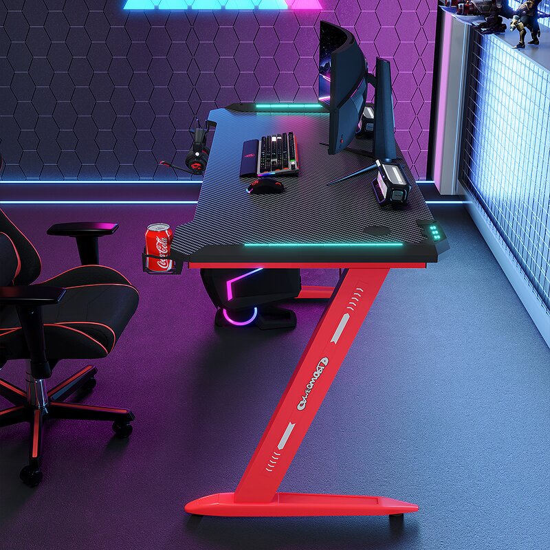 Gaming Mesa Gamer Desk Manufacturer - OEM Hot Sale RGB Led Ergonomic