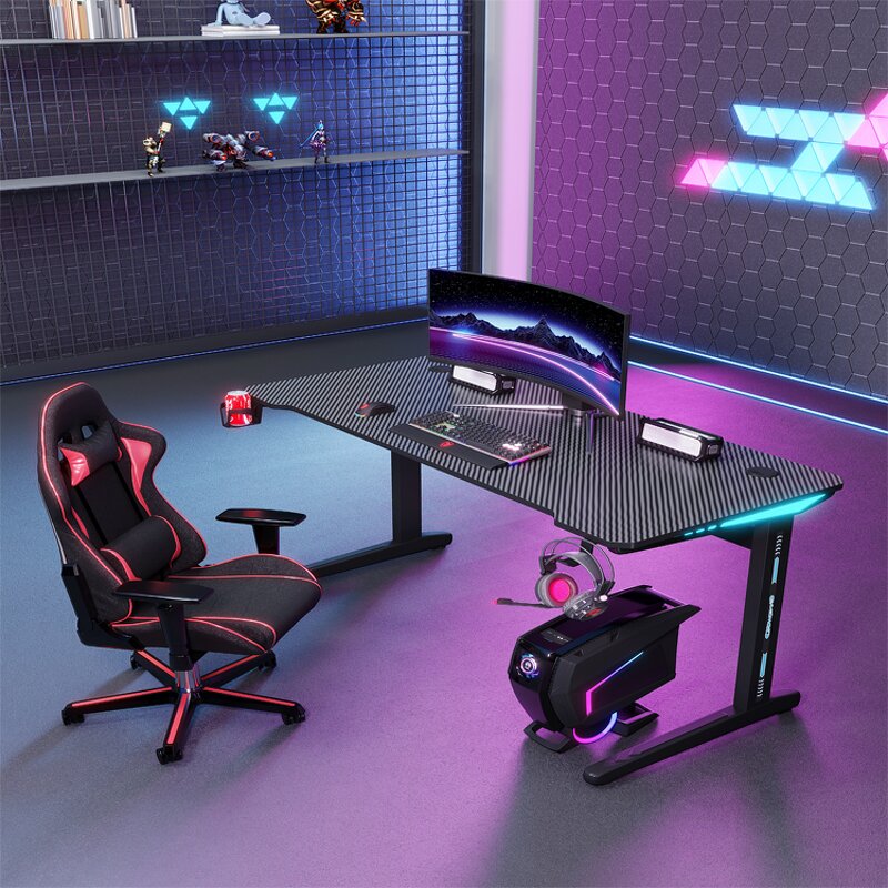 Electric Gaming Desk Factory - OEM Hot Selling Motorized Height Adjustable LED