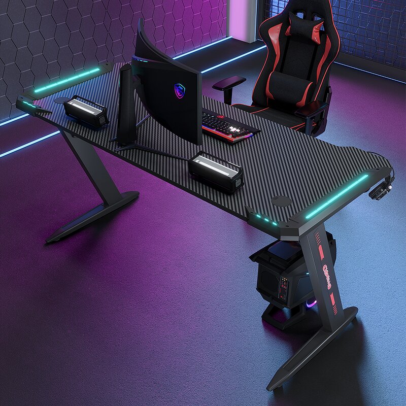 Gaming Mesa Gamer Desk Manufacturer - OEM Hot Sale RGB Led Ergonomic