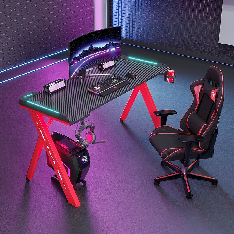 Gaming Desk Manufacturer - OEM Height Adjustable Computer Table with RGB Light