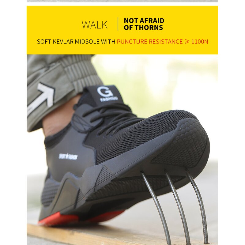 Steel Toe Safety Shoes Factory - OEM Black Lightweight Men's Casual Anti-Puncture