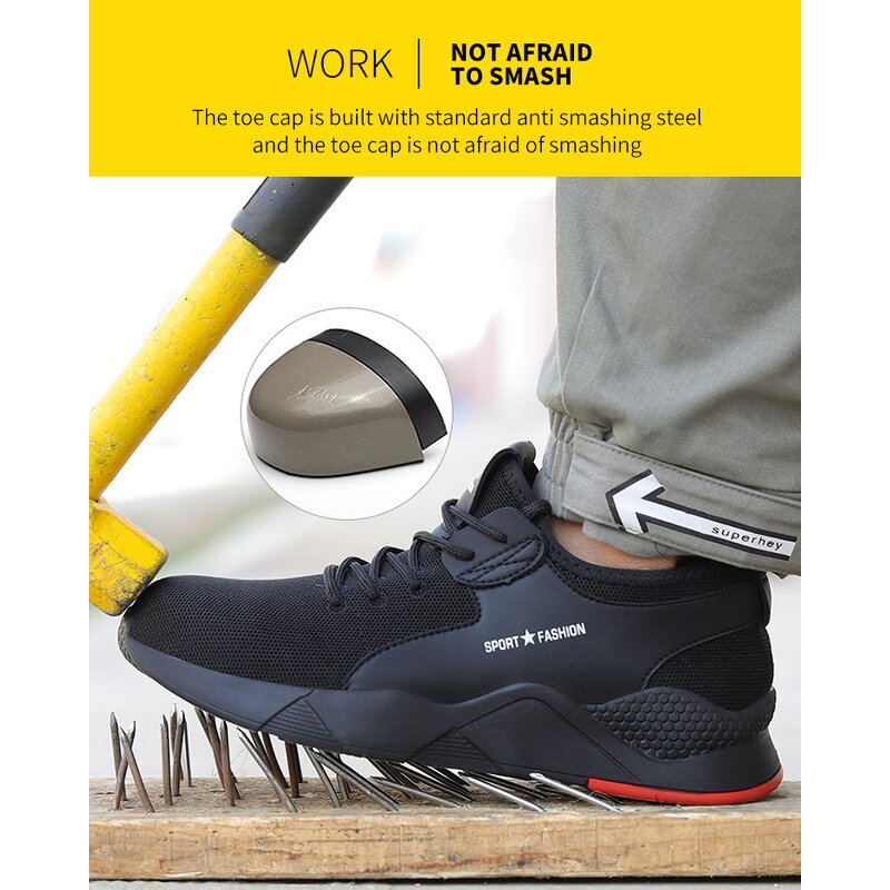 Steel Toe Safety Shoes Manufacturer - OEM Lightweight Slip Resistant Mesh Upper