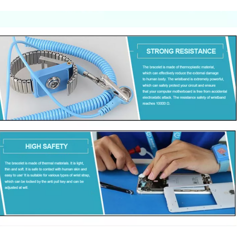 ESD Wrist Strap Manufacturer - OEM Blue Anti-Static Colorful Conductive