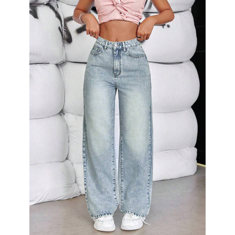 Women's Jeans Manufacturer - OEM Loose High Waist Straight Denim