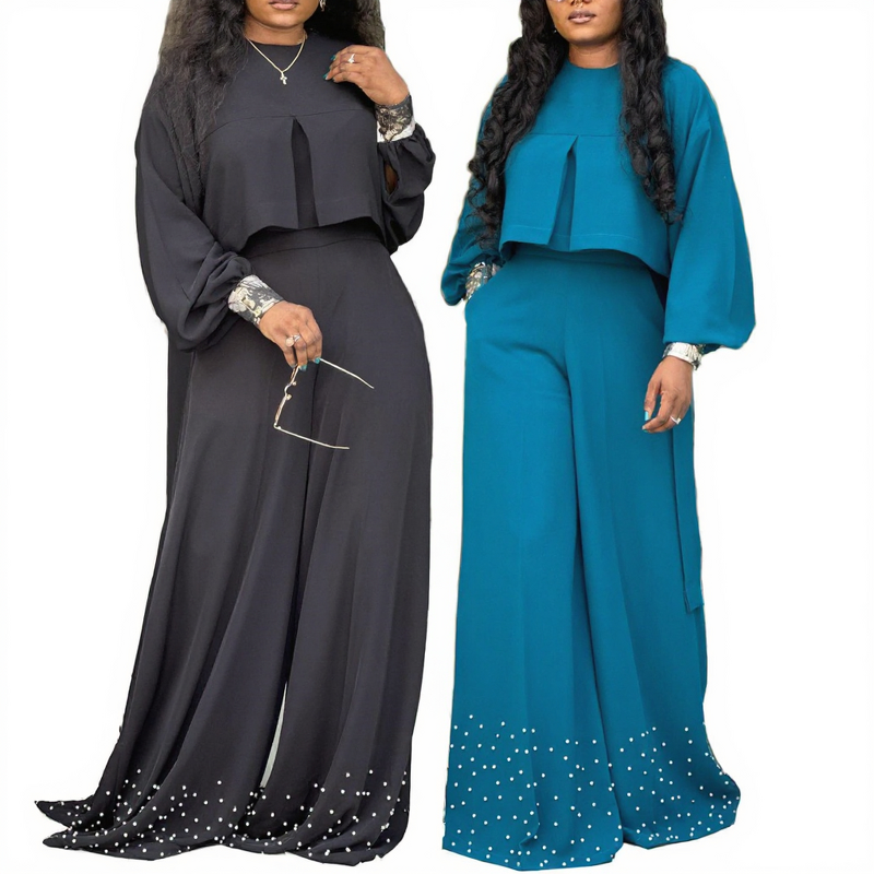 Women's Pants Suit Supplier - OEM Beaded Wide Leg Pants Set