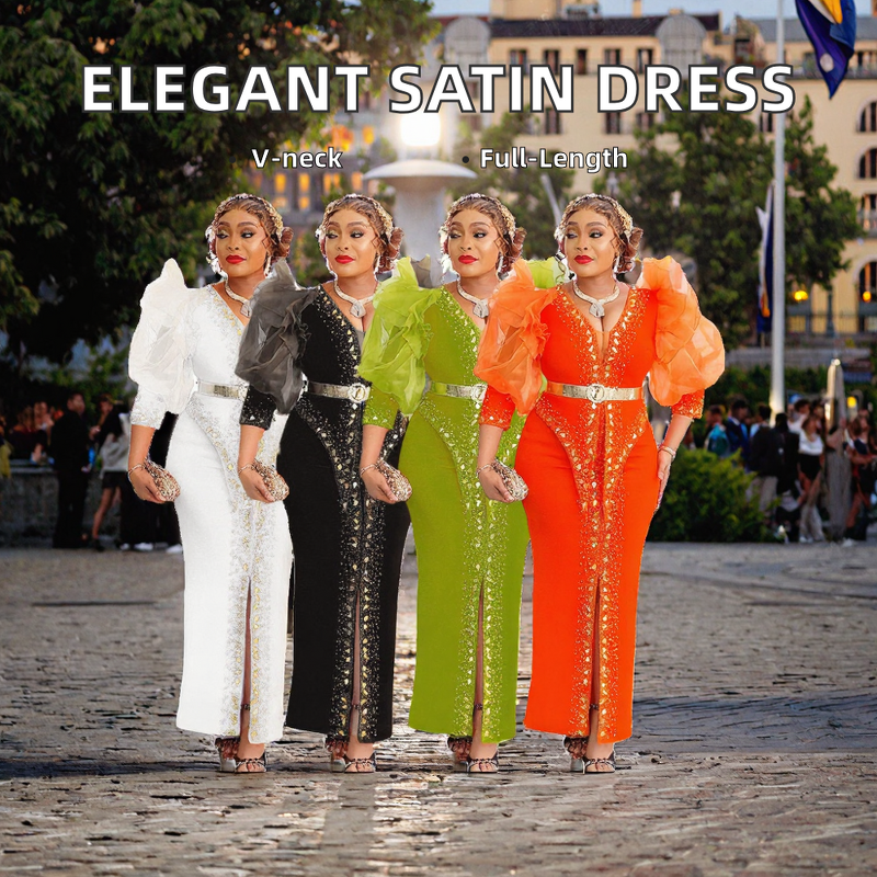 Women's Dress Supplier - OEM Elegant Floral Satin Evening Dress