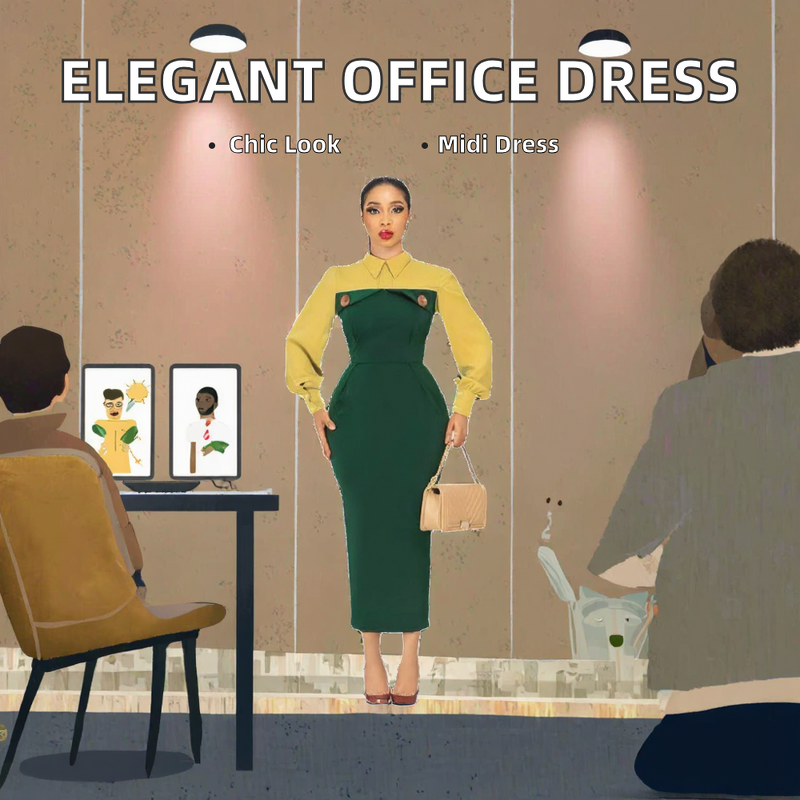 Women's Dress Supplier - Custom Satin Office Lady Dress